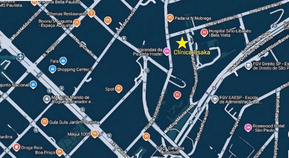 Localização da Clínica Osaka